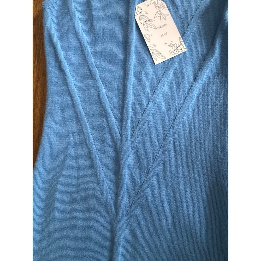 NWT Willow & Wind Blue Knit Maxi Bodycon Dress Medium Side Slit - Picture 11 of 11